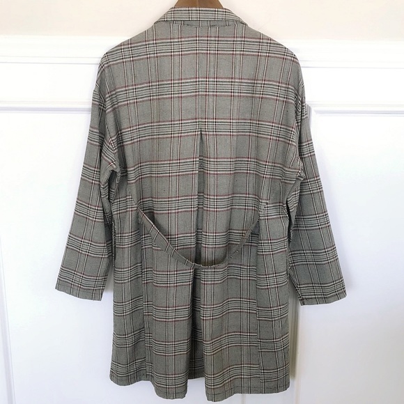 Plaid Pleated Swing Coat - Picture 3 of 9